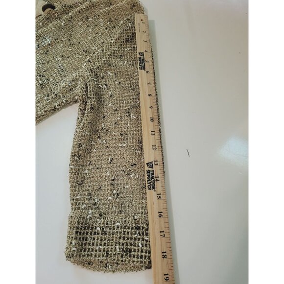 Drapers Damons Cardigan M Open Weave Beige Cork Buttons Long Sleeve - Picture 9 of 9